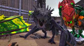 a night wyvern and tek rex in ark survival evolved