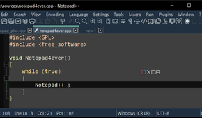 showing coding in notepad++ on Windows