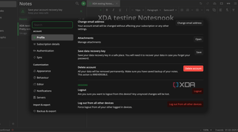 Notesnook settings