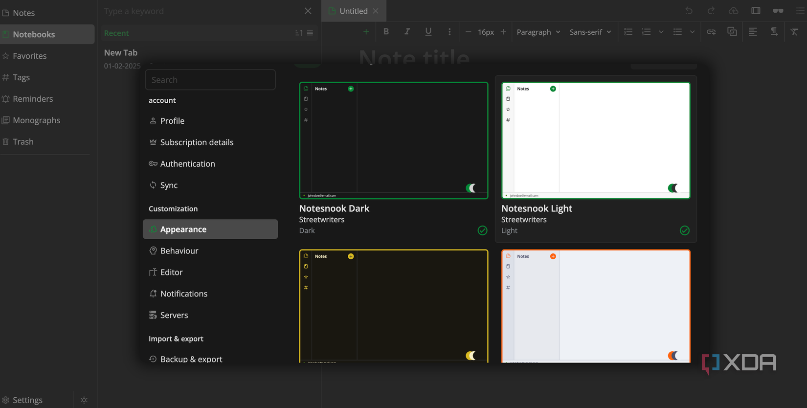 Notesnook themes