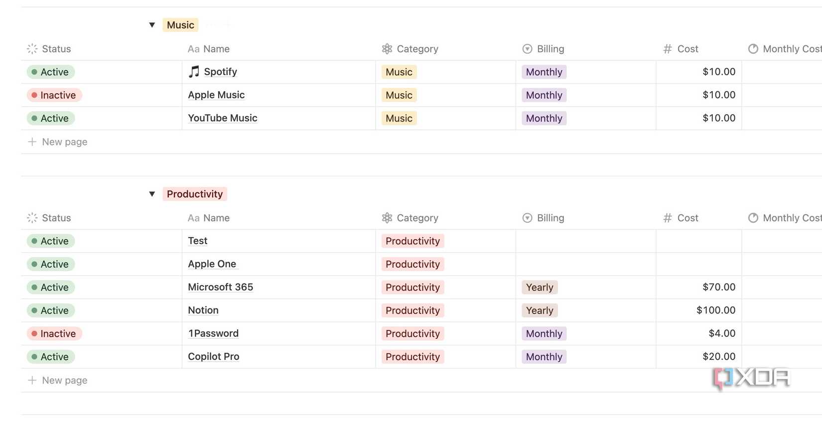 Notion categories