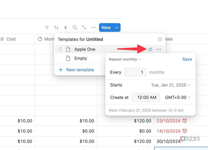 Notion tasks repeat
