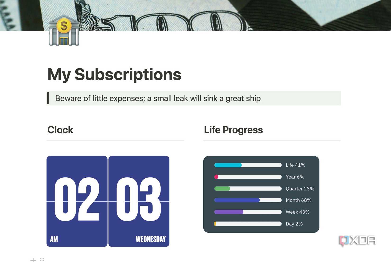 Notion widgets
