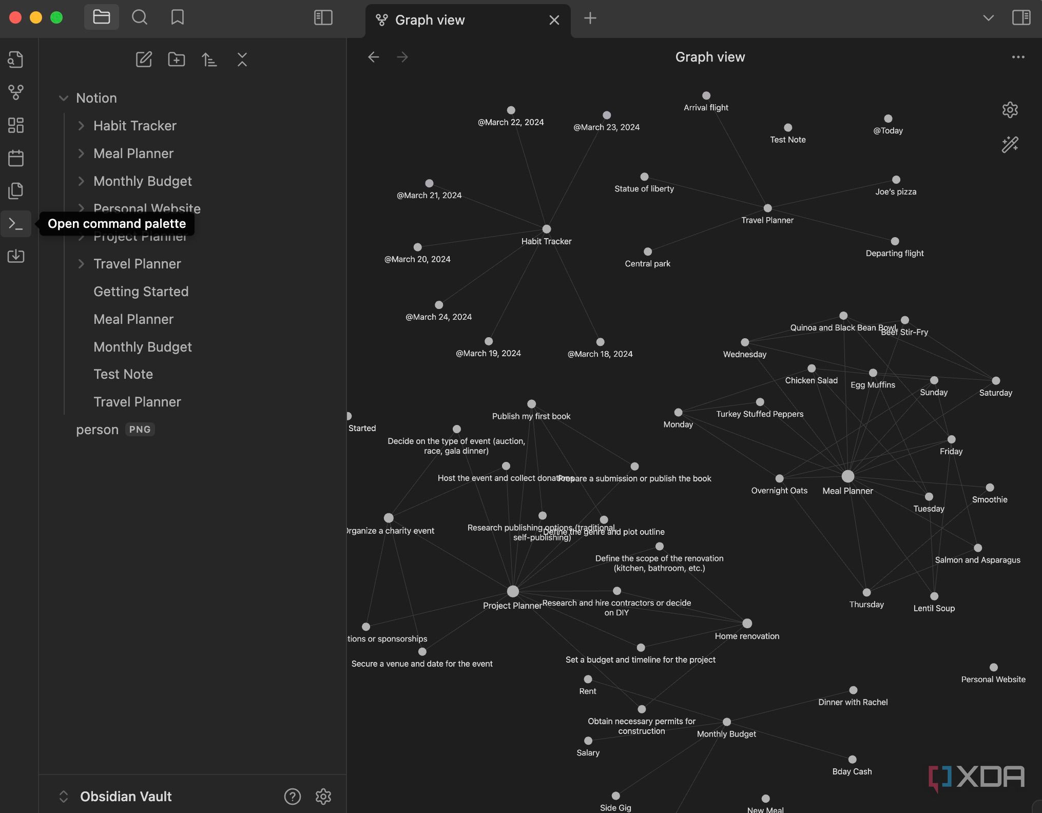 Obsidian notes graph