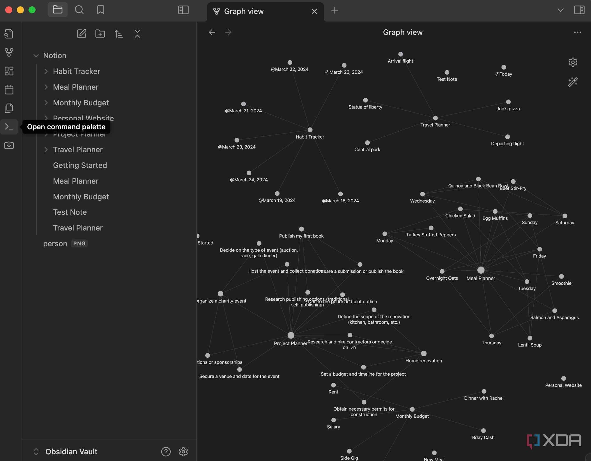 Obsidian notes graph