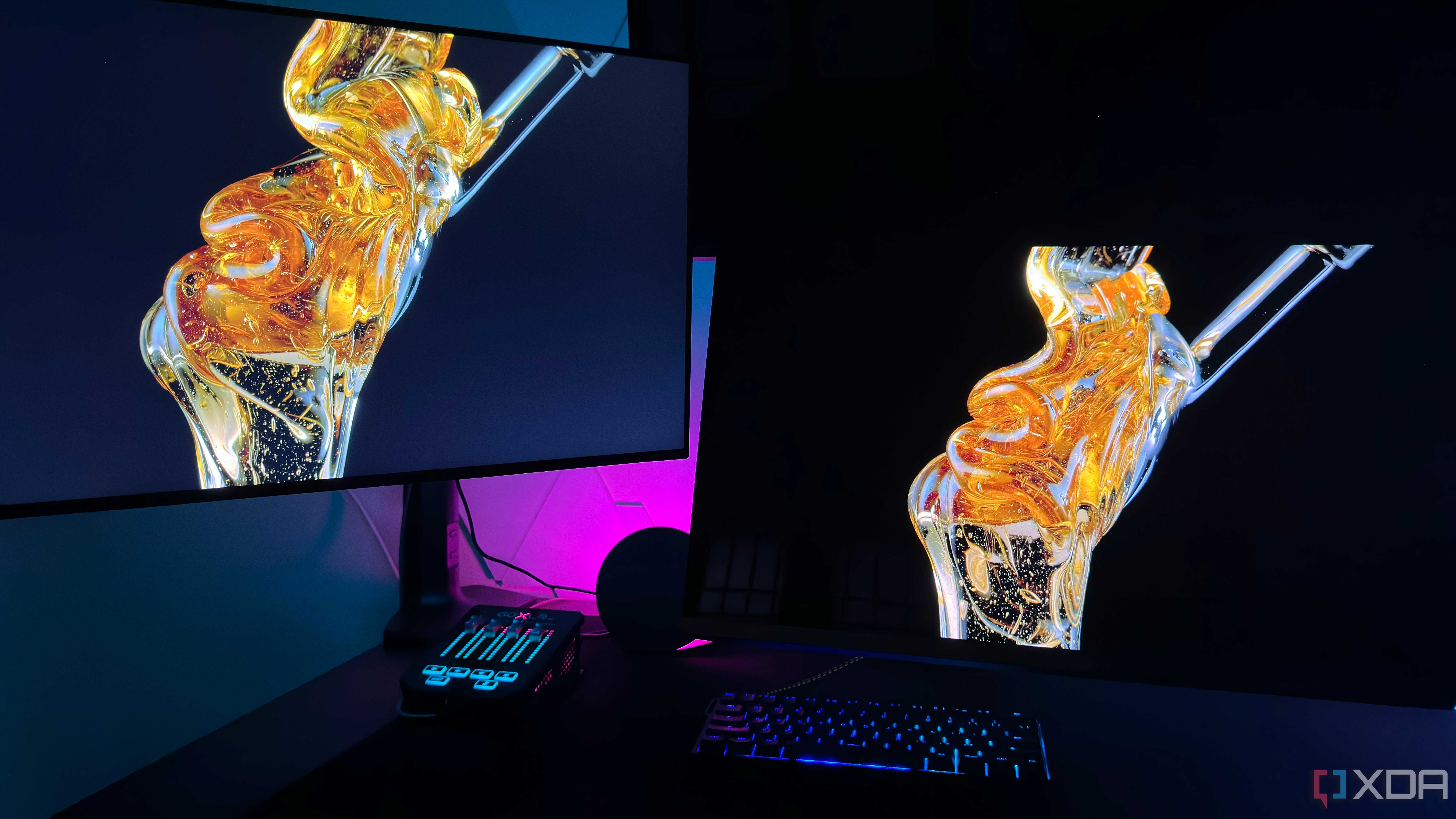 OLED vs LCD monitor side by side