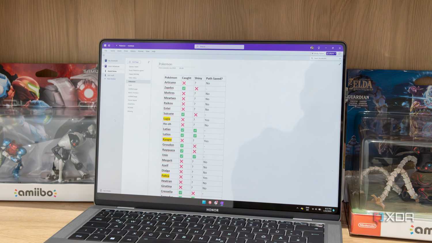 A Windows 11 laptop running OneNote