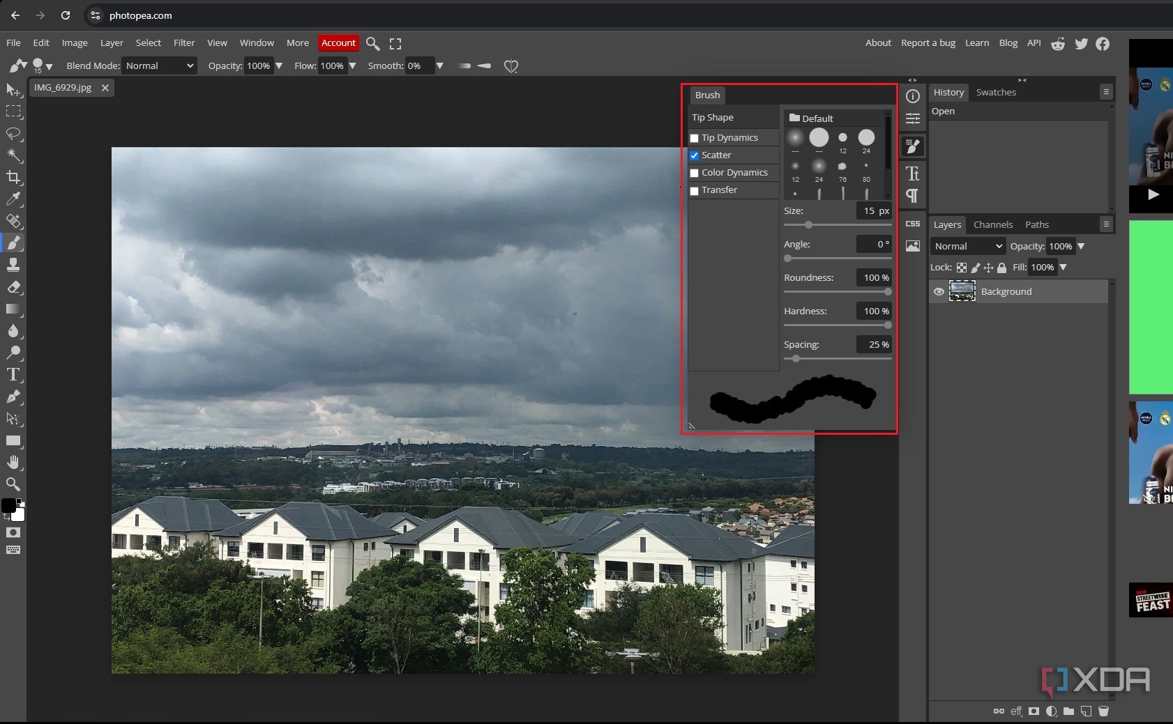 Brush settings on Photopea