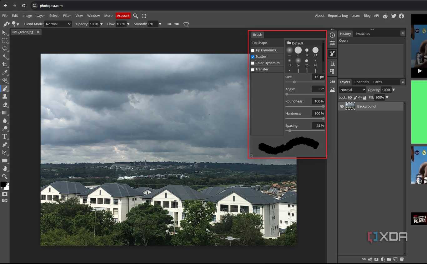 Brush settings on Photopea