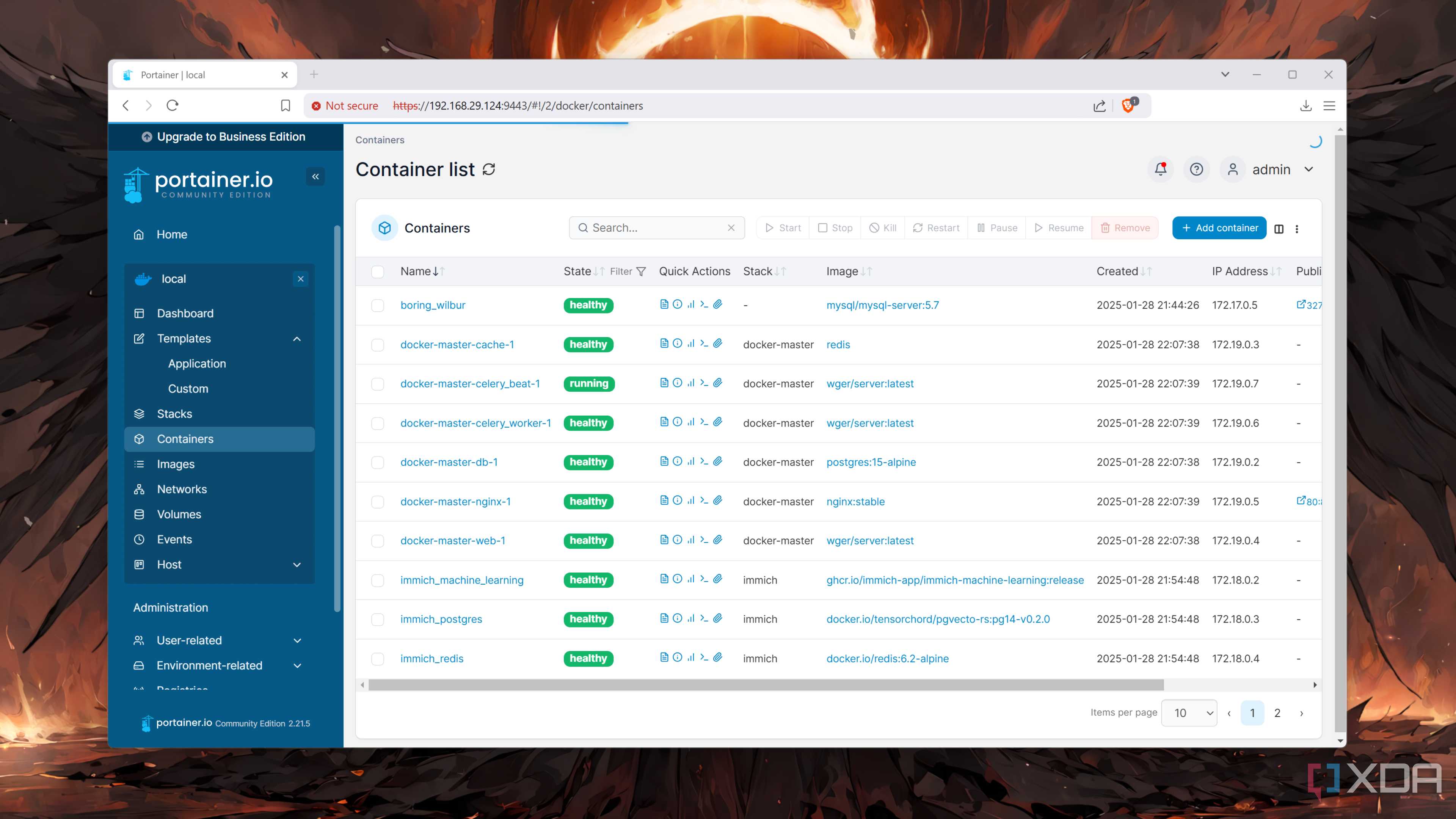Running multiple containers inside Portainer