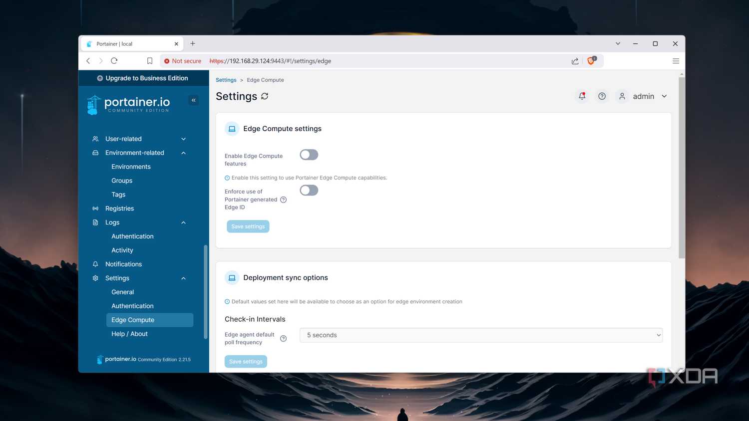 The Edge Compute tab in Portainer
