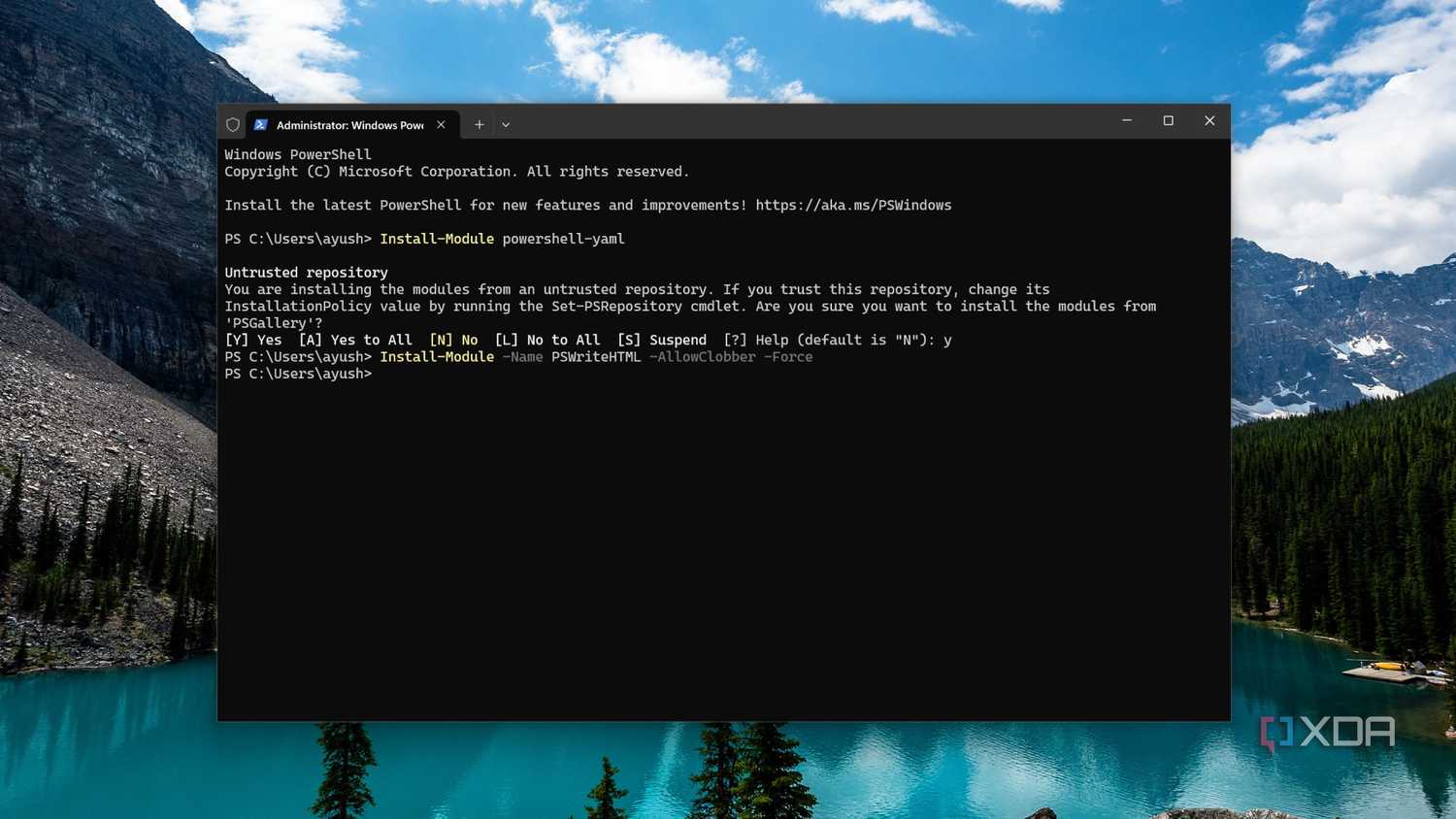 Running the powershell-yaml module in PowerShell
