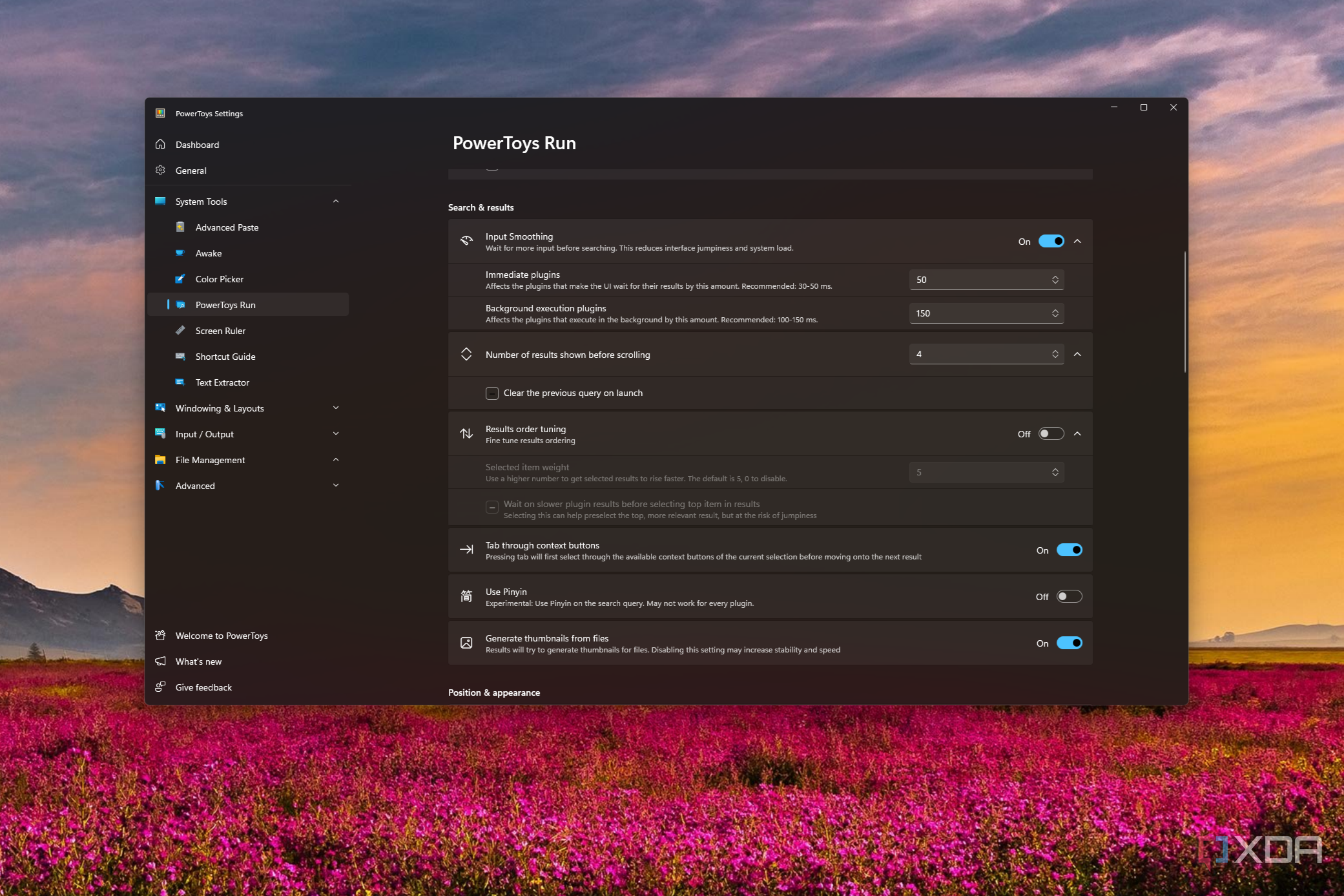 Screenshot of PowerToys Run settings