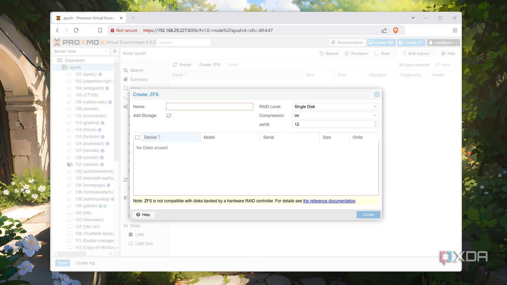 Creating a new ZFS pool in Proxmox