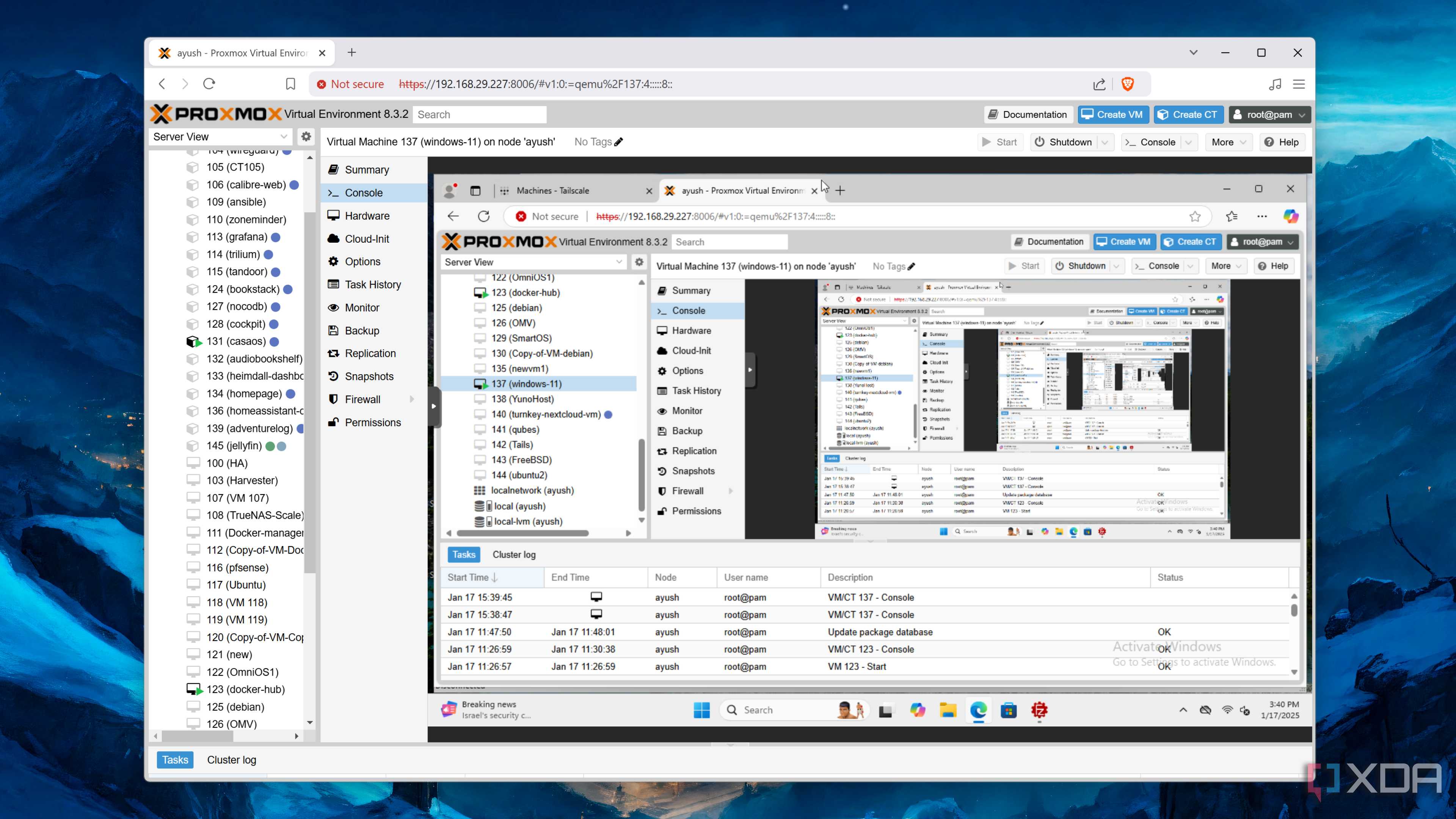 Accessing the Proxmox web UI from a VM