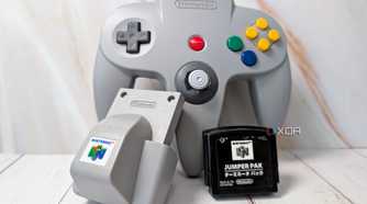 Nintendo 64 contoller with rumble pak and jumper pak