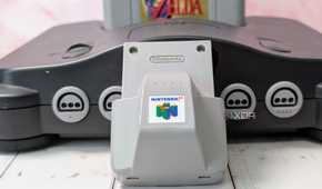 Rumble Pak for N64 with Nintendo and game in background
