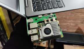 A Raspberry Pi 5 connected to the CrowView Note 14