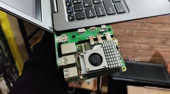 A Raspberry Pi 5 connected to the CrowView Note 14