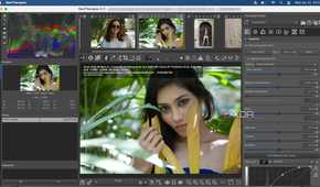 Portrait of a woman being editing in Raw Therapee editor