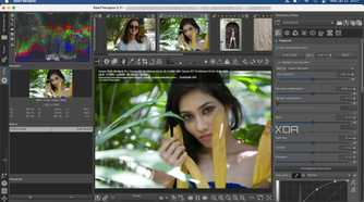 Portrait of a woman being editing in Raw Therapee editor