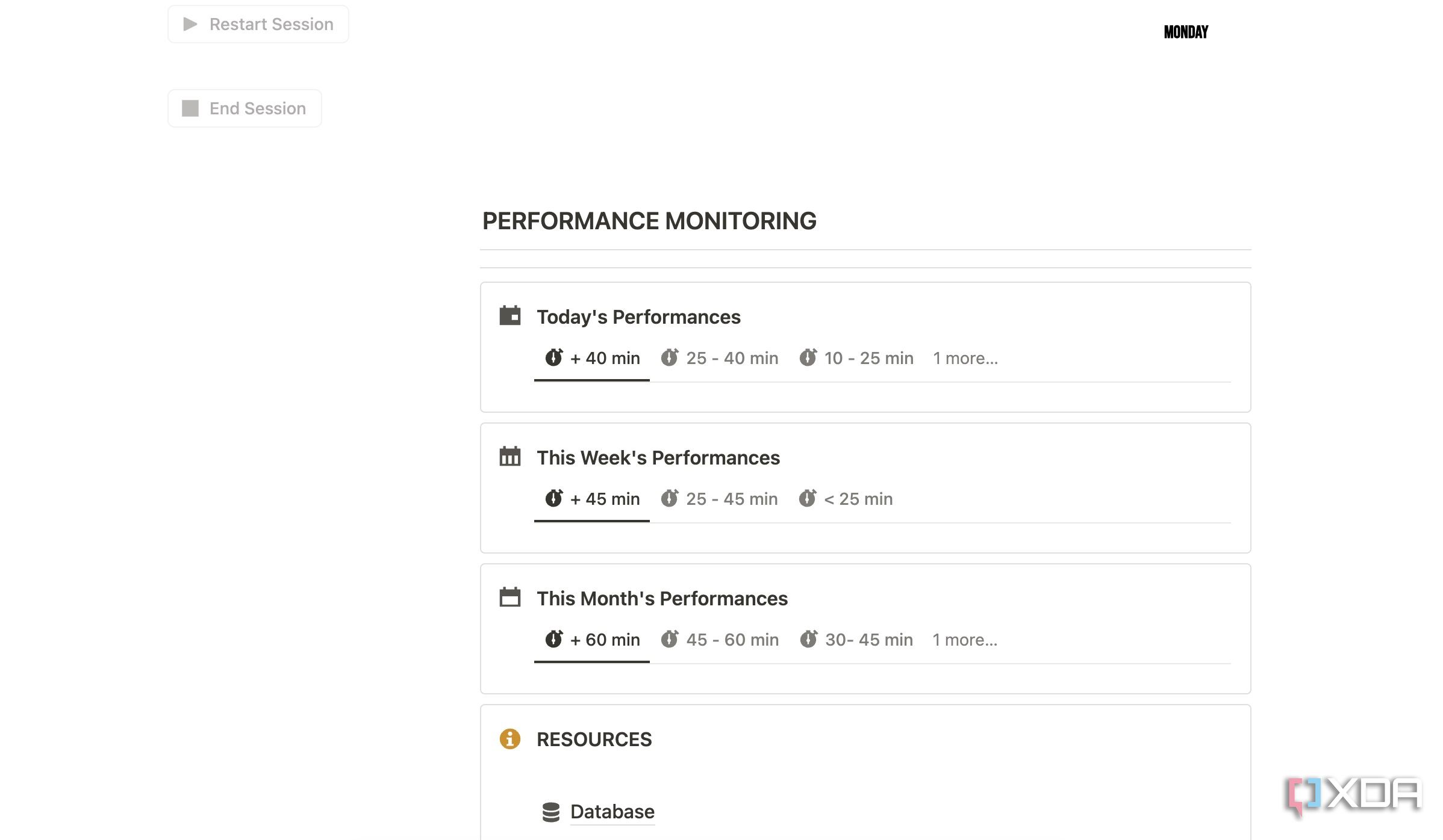 Time tracking template in Notion