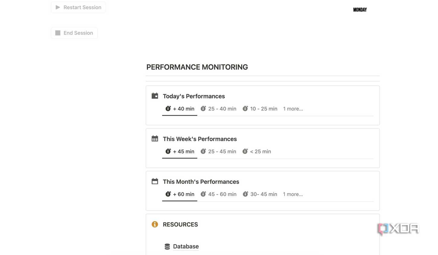 Time tracking template in Notion