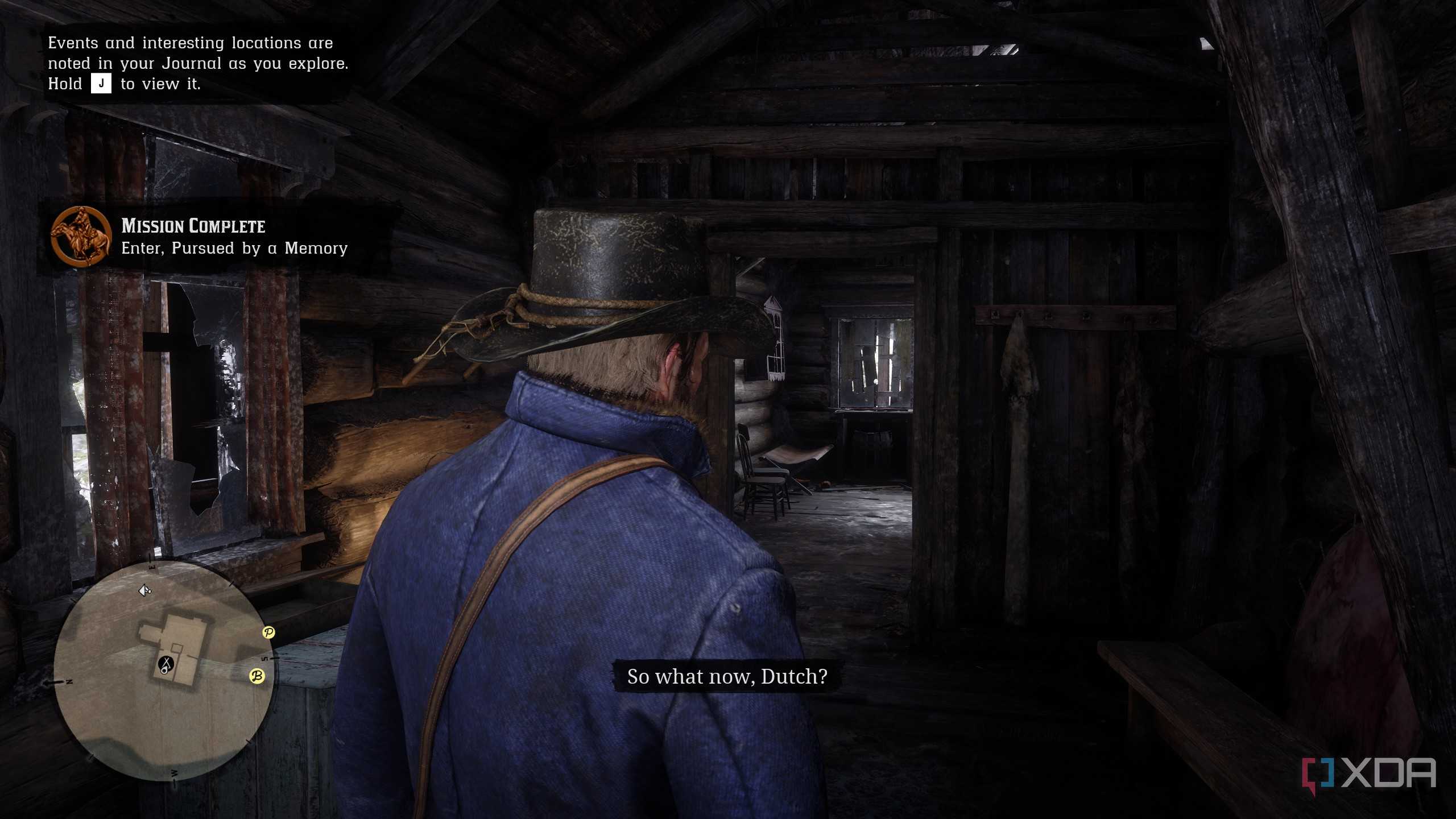 arthur morgan inside a cabin