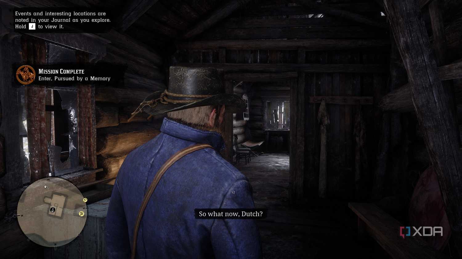arthur morgan inside a cabin