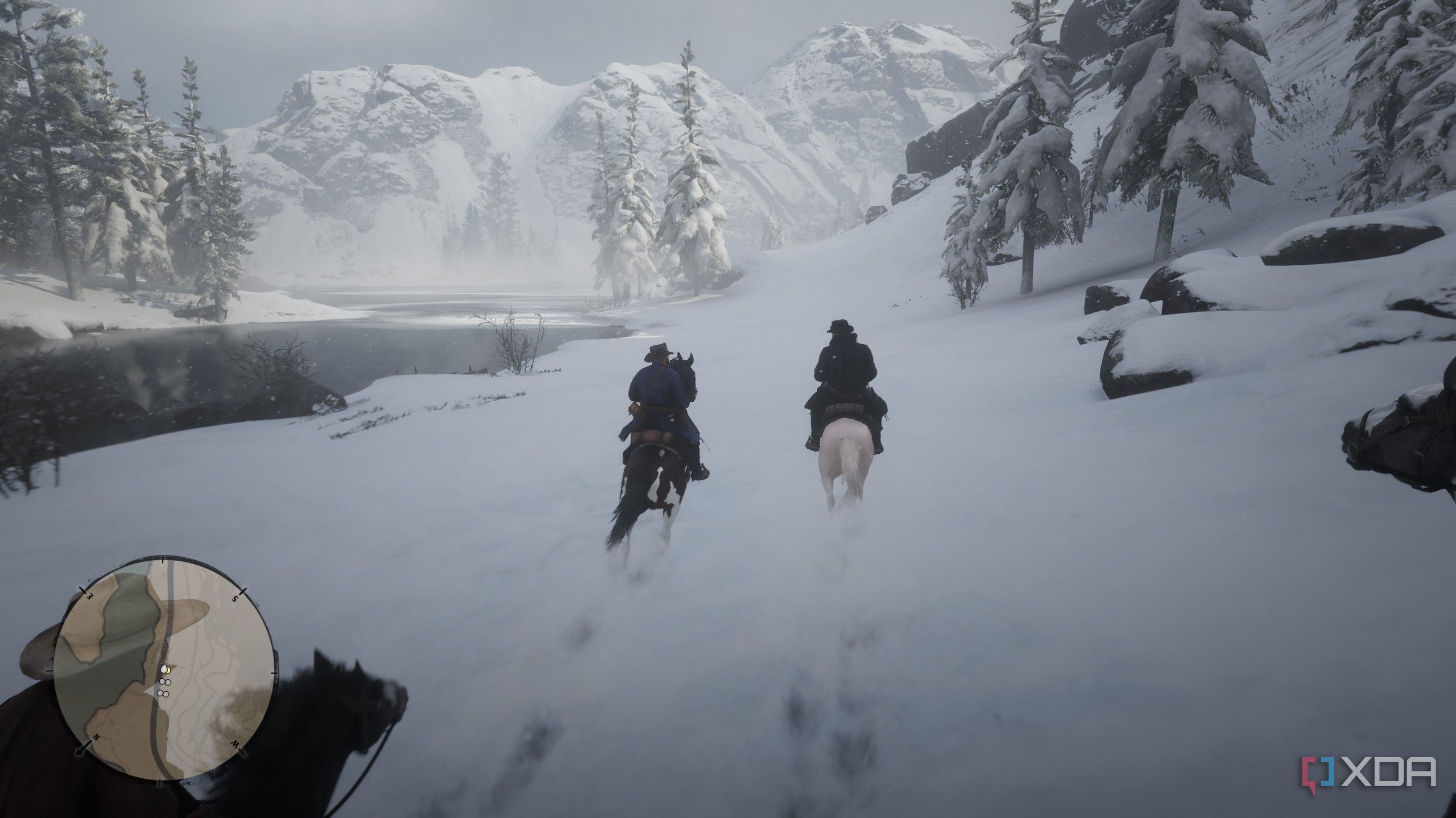 a player riding a horse in rdr2