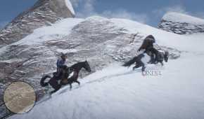 two characters riding horses in red dead redemption 2