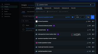 Searching for speedtest tracker container using Docker Desktop