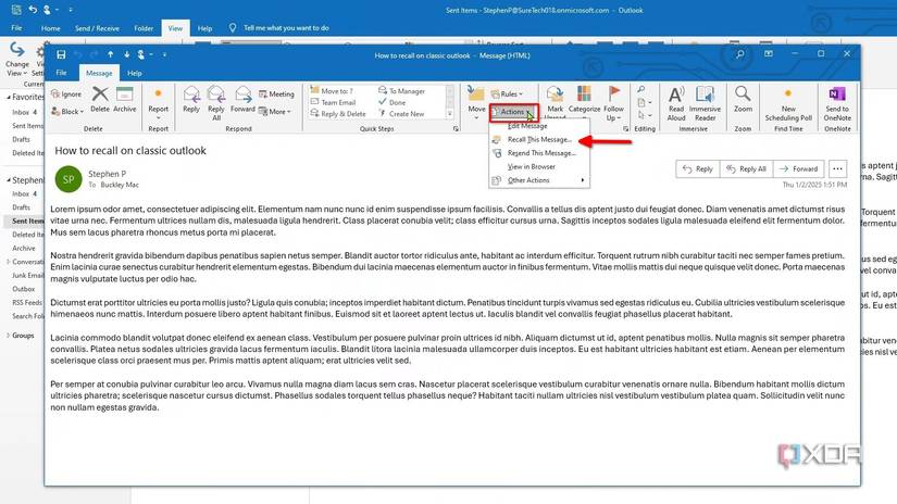 How to recall an email in Outlook