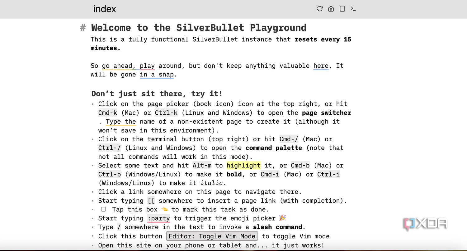 SilverBullet homepage