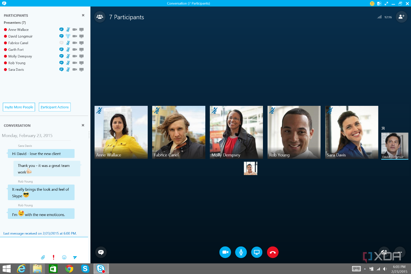 Screenshot of Skype for Business on Windows 8.1