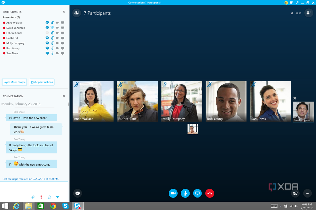 Screenshot of Skype for Business on Windows 8.1