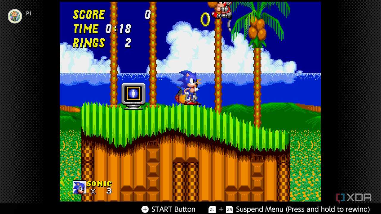 Screenshot of Sonic the Hedgehog 2 for the Sega Genesis on the Nintendo Switch Online service
