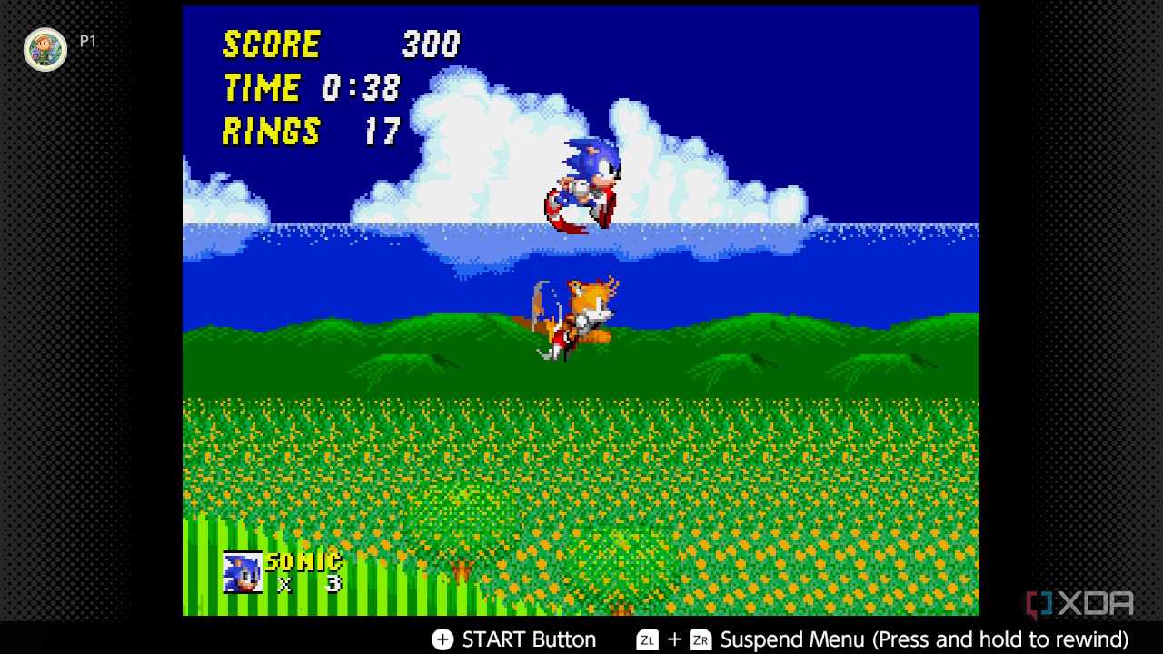 Screenshot of Sonic the Hedgehog 2 for the Sega Genesis on the Nintendo Switch Online service