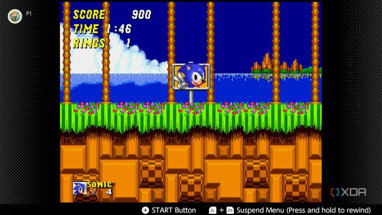 Screenshot of Sonic the Hedgehog 2 for the Sega Genesis on the Nintendo Switch Online service