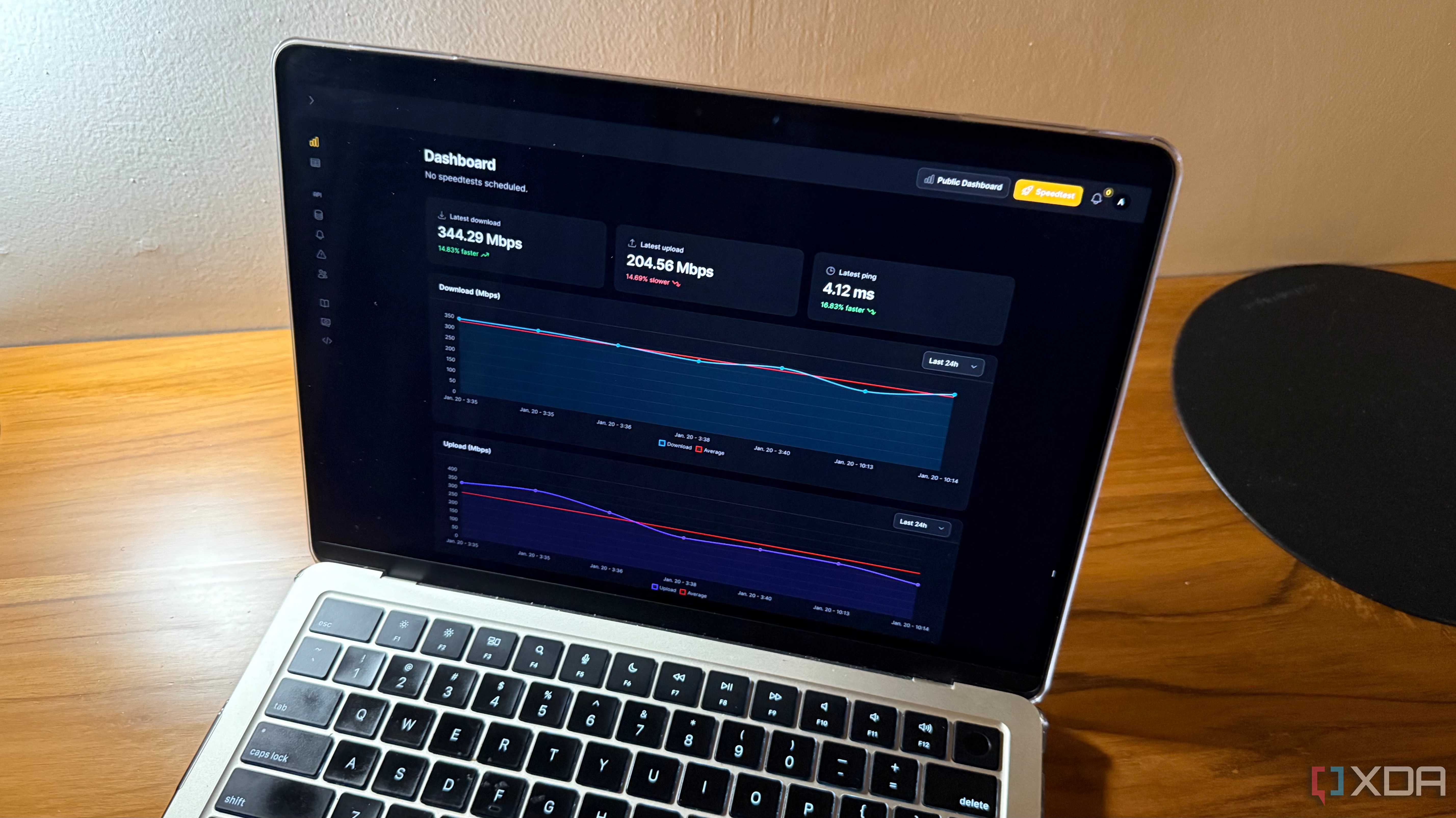 Speedtest results on a Mac monitor