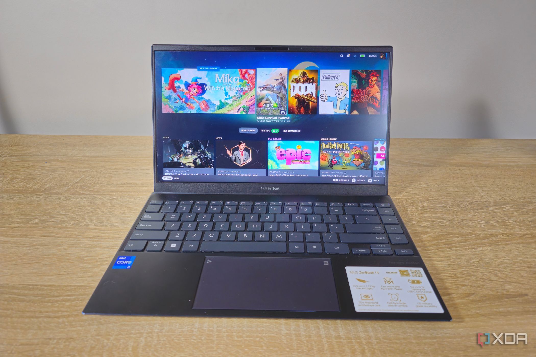 a laptop with steam big picture mode showing several older games