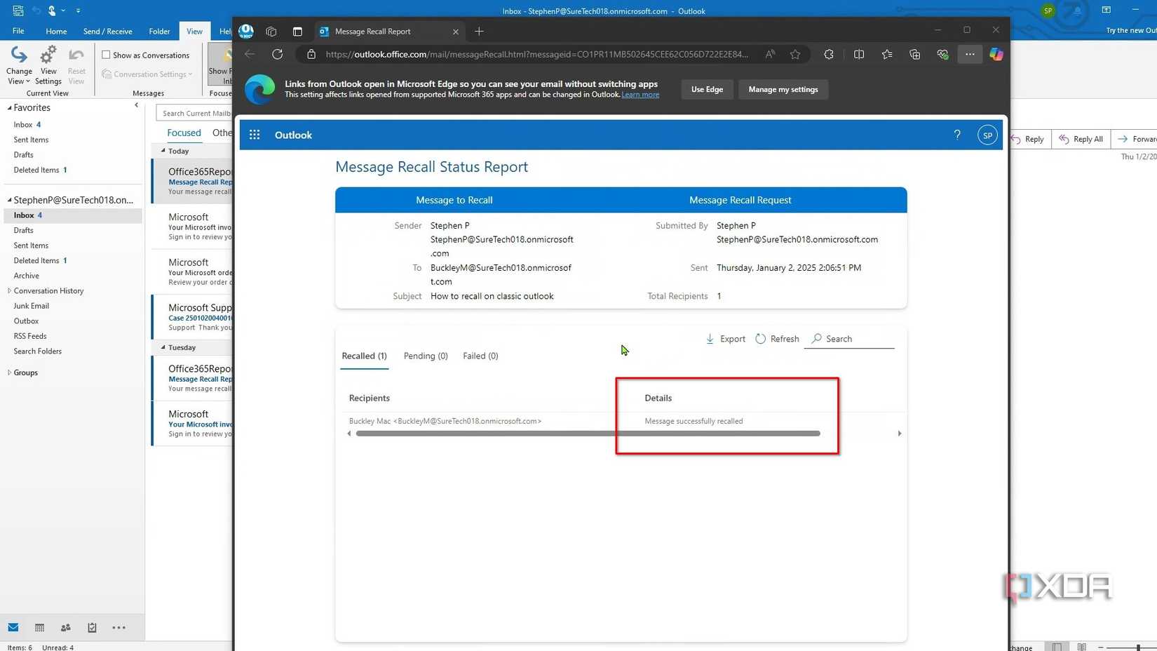How to recall an email in Outlook