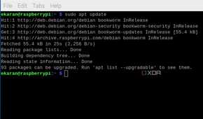 The output after running the command: sudo apt update