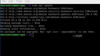 The output after running the command: sudo apt update