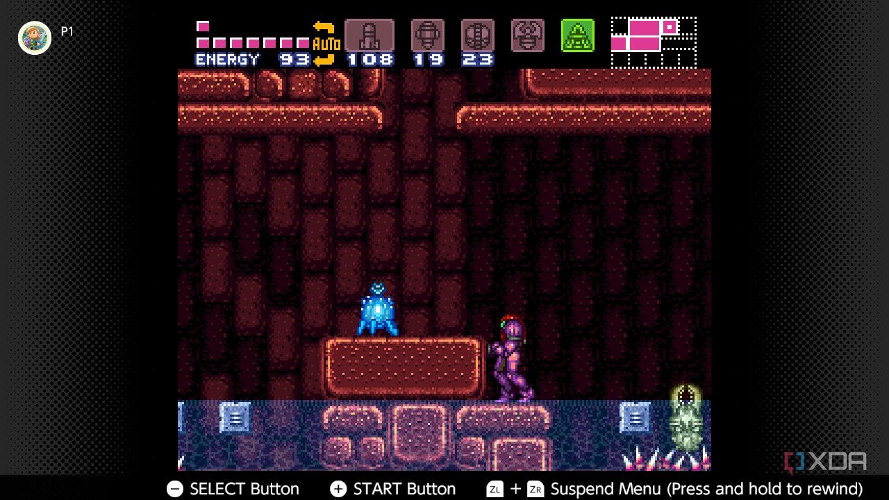 Screenshot of the Super Metroid for the Super Nintendo on the Nintendo Switch Online service