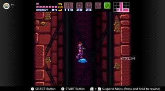 Screenshot of the Super Metroid for the Super Nintendo on the Nintendo Switch Online service