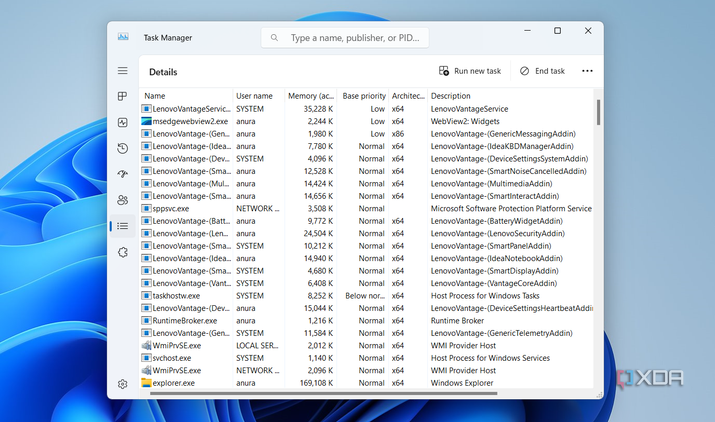 Screenshot showing Task Manager Base Priority column