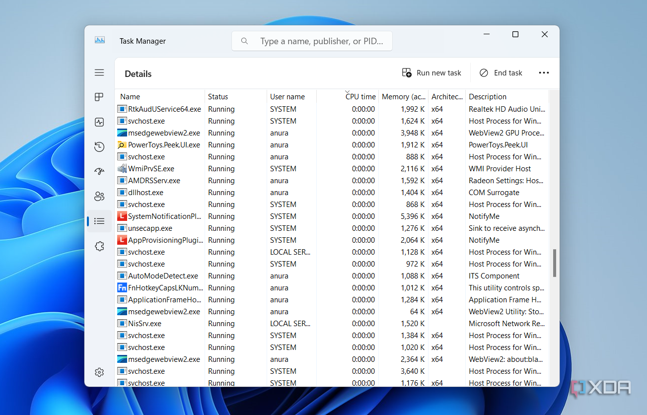 Screenshot showing Task Manager CPU Time column