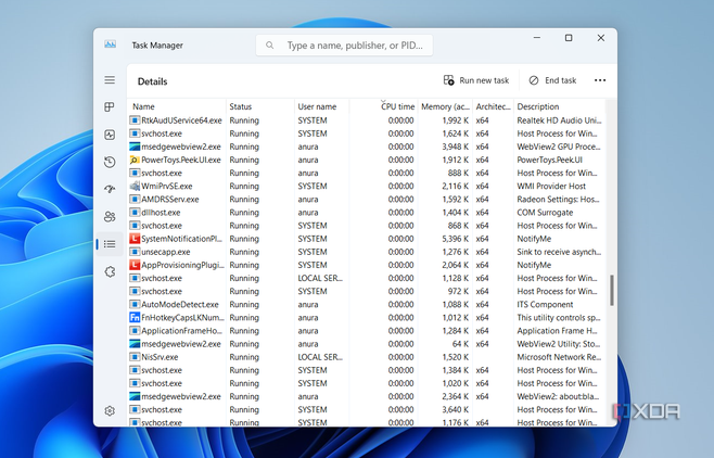 Screenshot showing Task Manager CPU Time column