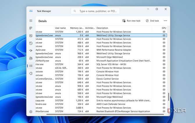 Screenshot showing Task Manager GPU column